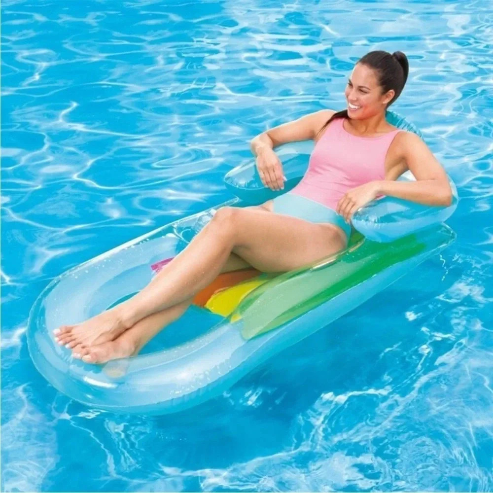 NWT Summer Waves Relaxing Pool Lounge Pool Float • Blue and White Available